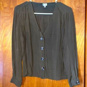 Long sleeve olive blouse